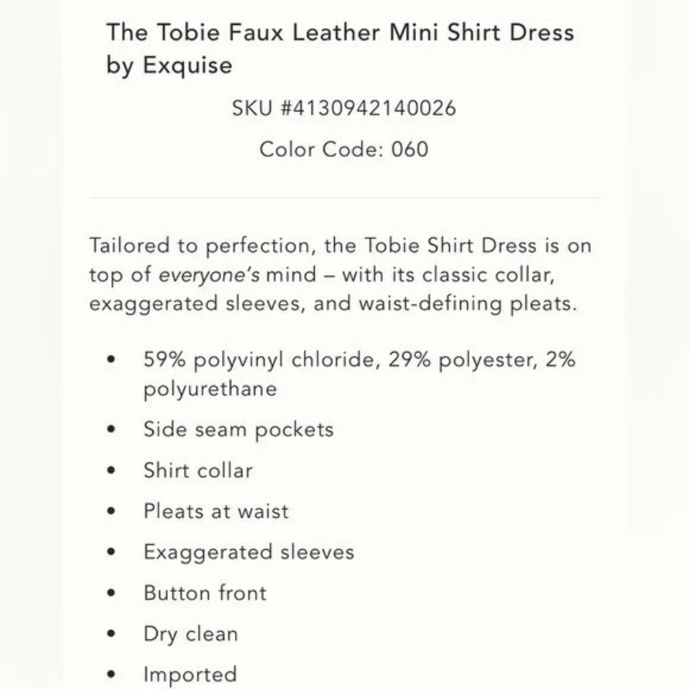 Anthropologie x Exquise The Tobie Faux Leather Mini Shirt Dress - Picture 11 of 11